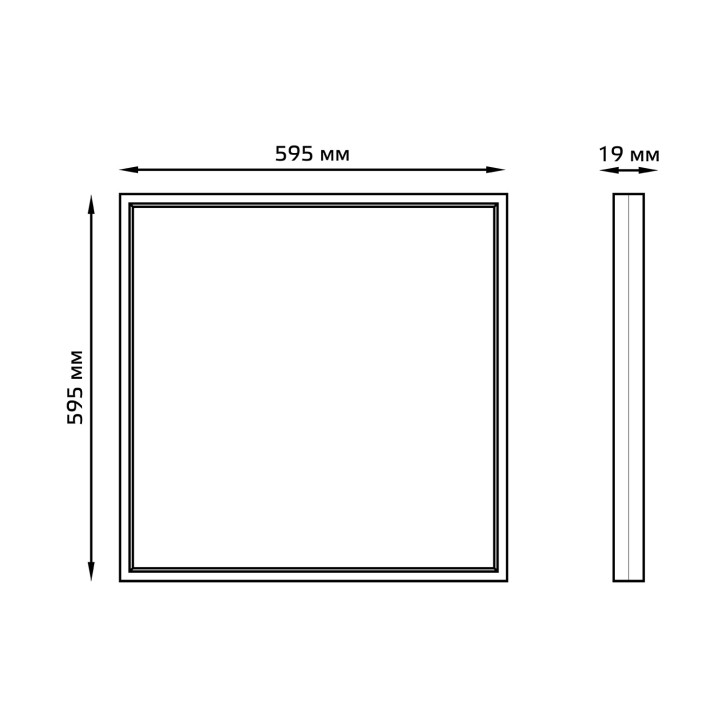 Светильник офисный Gauss 36W 3150lm 6500K IP20 595*595*19мм матовый LED 1/4