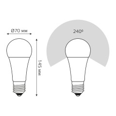 Лампа светодиодная LED 35 Вт 2670 лм 3000К А67 груша теплый E27 AC 220В Elementary Gauss