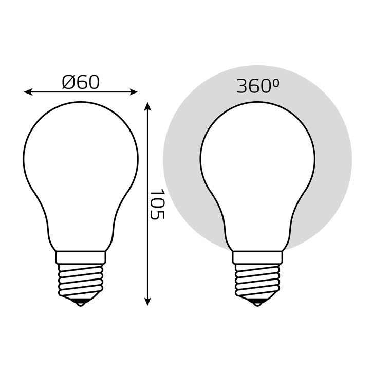 Лампа Gauss Filament А60 10W 860lm 4100К Е27 milky диммируемая LED 1/10/40