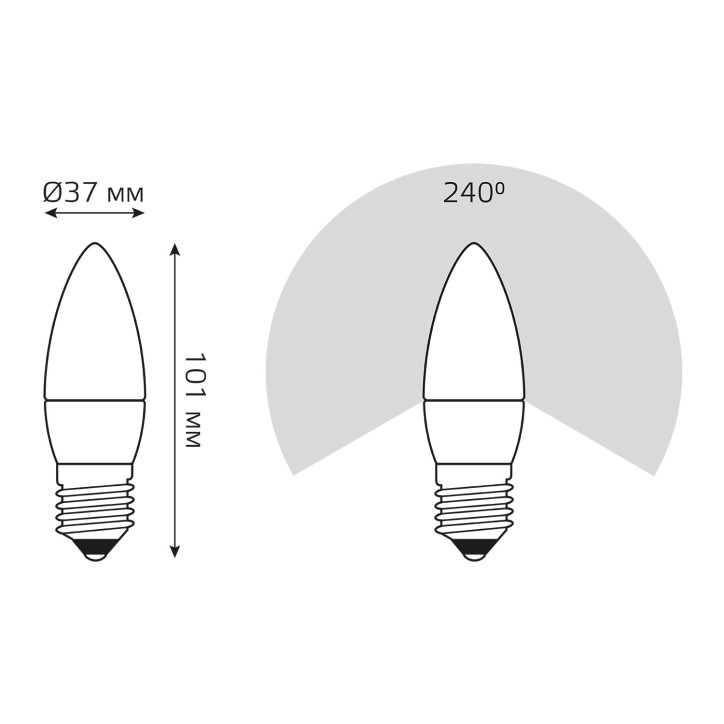 Лампа светодиодная LED 6 Вт 420 лм 3000К свеча теплый E27 AC 220В Elementary Gauss Лампа светодиодная LED 6 Вт 420 лм 3000К свеча теплый E27 AC 220В Elementary Gauss