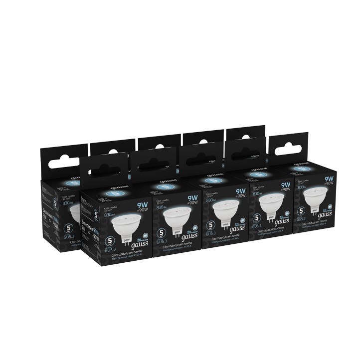 Лампа светодиодная LED 9 Вт 830 лм 4100К софит MR16 нейтральный GU5.3 AC 220В Black Gauss Лампа светодиодная LED 9 Вт 830 лм 4100К софит MR16 нейтральный GU5.3 AC 220В Black Gauss