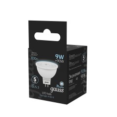 Лампа светодиодная LED 9 Вт 830 лм 4100К софит MR16 нейтральный GU5.3 AC 220В Black Gauss