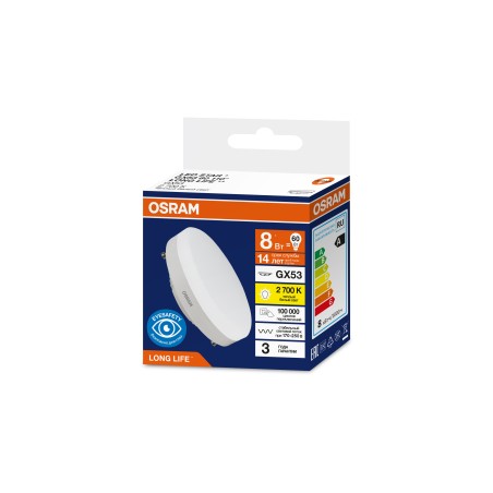 Лампа светодиодная 8Вт 800Лм 2700К GX53 170-250В OSRAM LONG LIFE