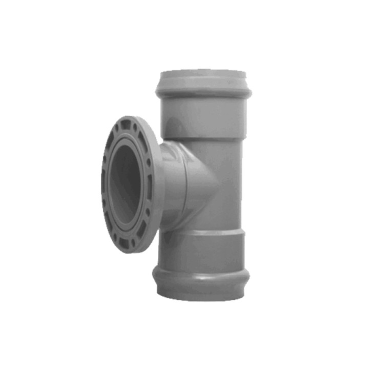 Тройник с НПВХ фланцем SDR26 110x100 мм. 90 градусов