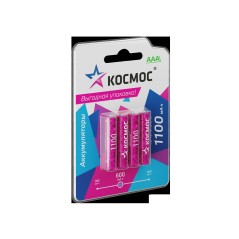 Аккумулятор R03 (ААА) 1100mAh Ni-MH 4 на блистере, КОСМОС