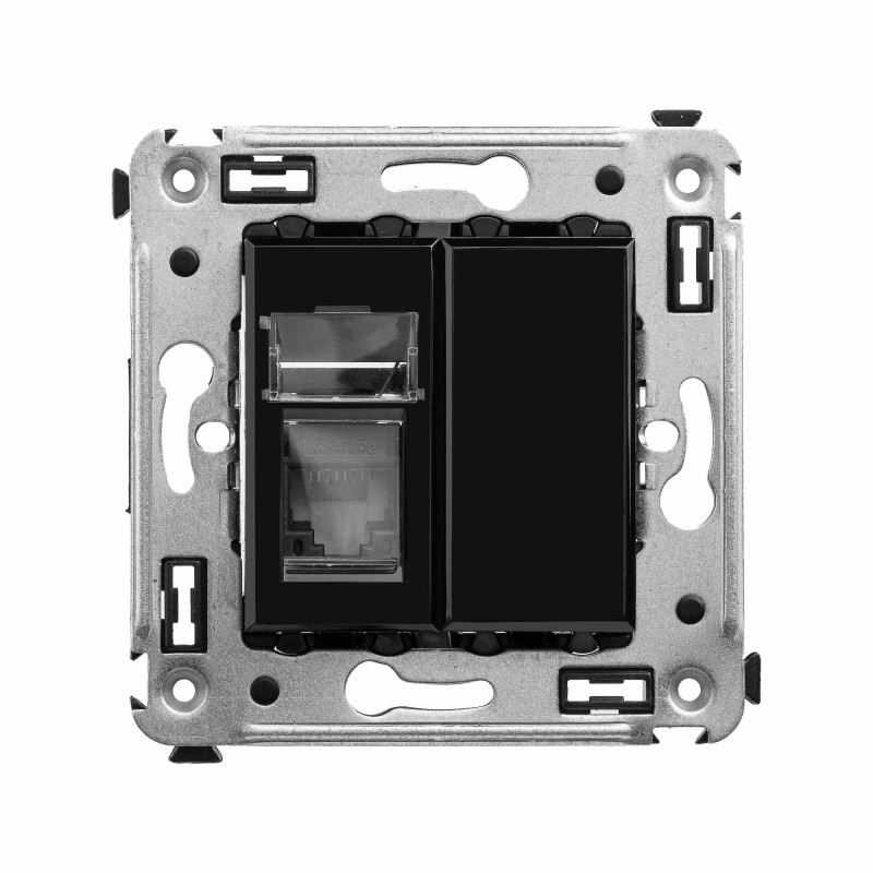 Розетка RJ-45 в стену, 5e одинарная, Avanti, 'Черный квадрат'