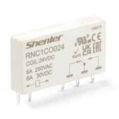 RNC1CO024+SNB05-E-AR, РЕЛЕ ИНТЕРФЕЙСНОЕ RNC1CO024 С КОЛОДКОЙ SNB05-E-AR, ВИНТОВОЙ ЗАЖИМ, 1CO, 6A(250