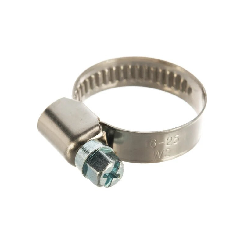 Хомут червячный обжимной нержавеющая сталь 16-25 (1 шт.)