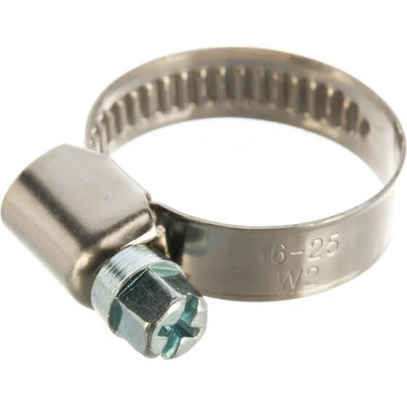 Хомут червячный обжимной нержавеющая сталь 16-25 (1 шт.)