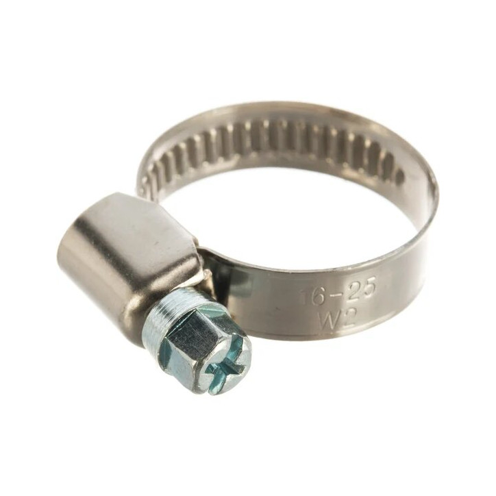 Хомут червячный обжимной нержавеющая сталь 16-25 (1 шт.) Хомут червячный обжимной нержавеющая сталь 16-25 (1 шт.)
