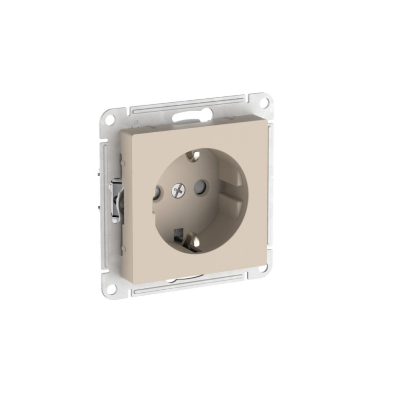 ATLASDESIGN РОЗЕТКА с заземлением со шторками, 16А, быстрозажимные клеммы, ПЕСОЧНЫЙ