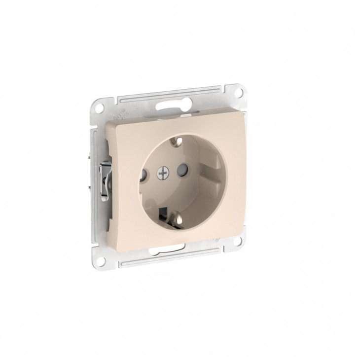 GLOSSA РОЗЕТКА с заземлением со шторками, 16А, быстрозажимные клеммы, БЕЖЕВЫЙ GLOSSA РОЗЕТКА с заземлением со шторками, 16А, быстрозажимные клеммы, БЕЖЕВЫЙ