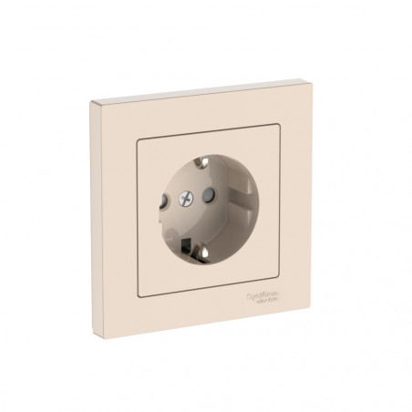 ATLASDESIGN РОЗЕТКА с заземлением со шторками, 16А, в сборе, быстрозажимные клеммы, БЕЖЕВЫЙ