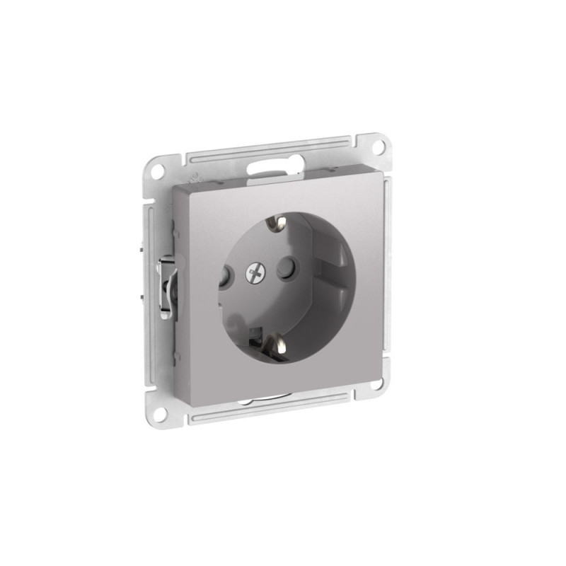 ATLASDESIGN РОЗЕТКА с заземлением со шторками, 16А, быстрозажимные клеммы, АЛЮМИНИЙ