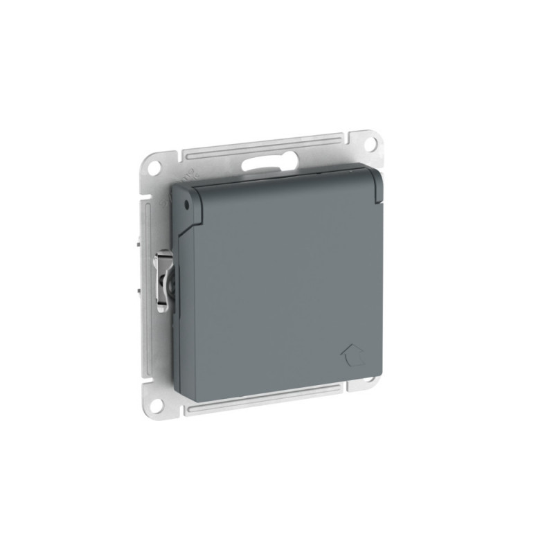 ATLASDESIGN РОЗЕТКА с заземл. со шторк. с крышкой,16А,IP20,мех., быстрозажимные клеммы, ГРИФЕЛЬ