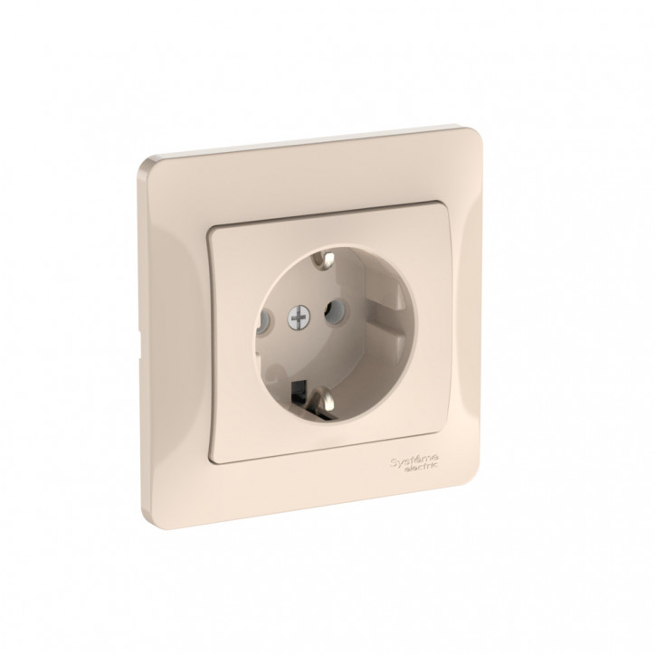 GLOSSA РОЗЕТКА с заземлением, 16А, в сборе, быстрозажимные клеммы, БЕЖЕВЫЙ GLOSSA РОЗЕТКА с заземлением, 16А, в сборе, быстрозажимные клеммы, БЕЖЕВЫЙ