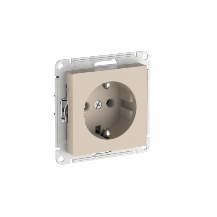 ATLASDESIGN РОЗЕТКА с заземлением, 16А, быстрозажимные клеммы, ПЕСОЧНЫЙ