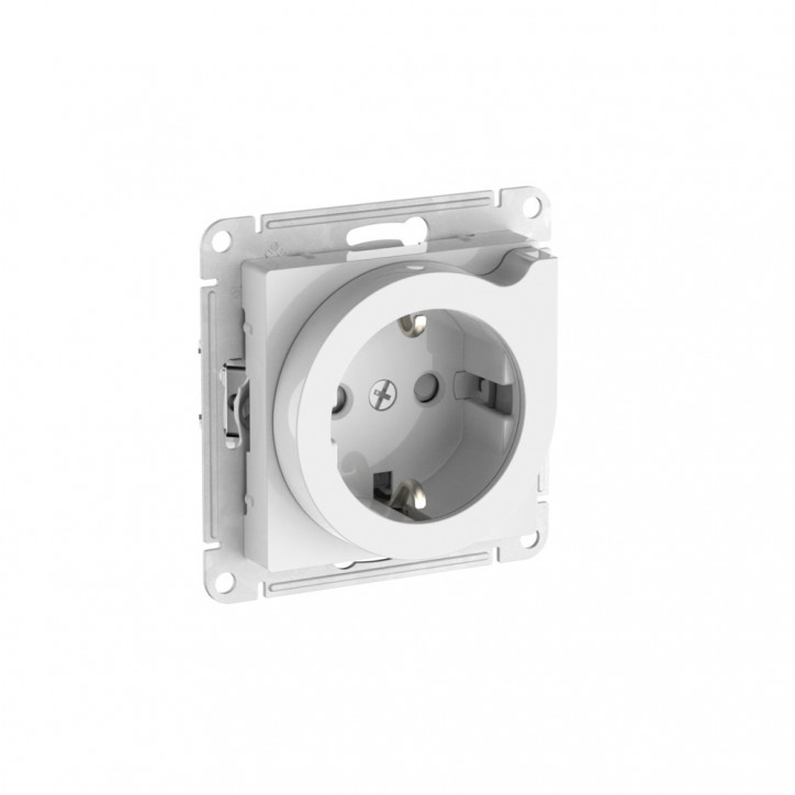 ATLASDESIGN РОЗЕТКА с заземлением со шторками с выталкивателем, 16А, быстрозажимные клеммы, БЕЛЫЙ