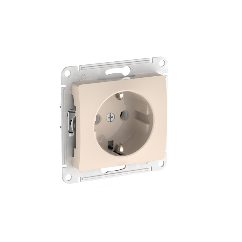 GLOSSA РОЗЕТКА с заземлением, 16А, быстрозажимные клеммы, БЕЖЕВЫЙ