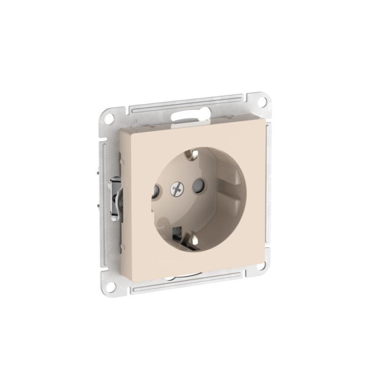 ATLASDESIGN РОЗЕТКА с заземлением со шторками, 16А, быстрозажимные клеммы, БЕЖЕВЫЙ