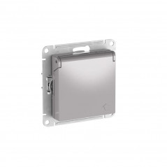 ATLASDESIGN РОЗЕТКА с заземл. со шторк. с крышкой, 16А,IP20, быстрозажимные клеммы, АЛЮМИНИЙ