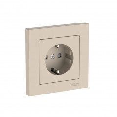 ATLASDESIGN РОЗЕТКА с заземлением со шторками, 16А, в сборе, быстрозажимные клеммы, ПЕСОЧНЫЙ