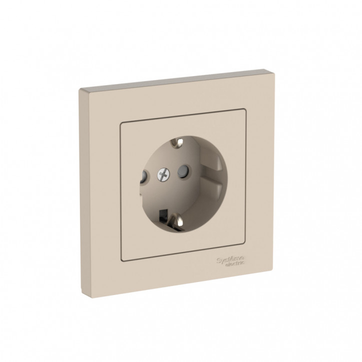 ATLASDESIGN РОЗЕТКА с заземлением со шторками, 16А, в сборе, быстрозажимные клеммы, ПЕСОЧНЫЙ ATLASDESIGN РОЗЕТКА с заземлением со шторками, 16А, в сборе, быстрозажимные клеммы, ПЕСОЧНЫЙ