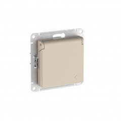 ATLASDESIGN РОЗЕТКА с заземл. со шторк. с крышкой, 16А,IP20,мех., быстрозажимные клеммы, ПЕСОЧНЫЙ