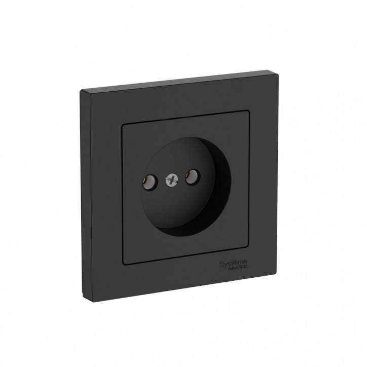 ATLASDESIGN РОЗЕТКА без заземления, 16А, в сборе, быстрозажимные клеммы, КАРБОН