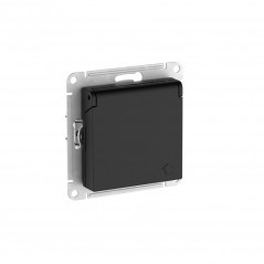 ATLASDESIGN РОЗЕТКА с заземл. со шторк. с крышкой, 16А, IP20,мех., быстрозажимные клеммы, КАРБОН