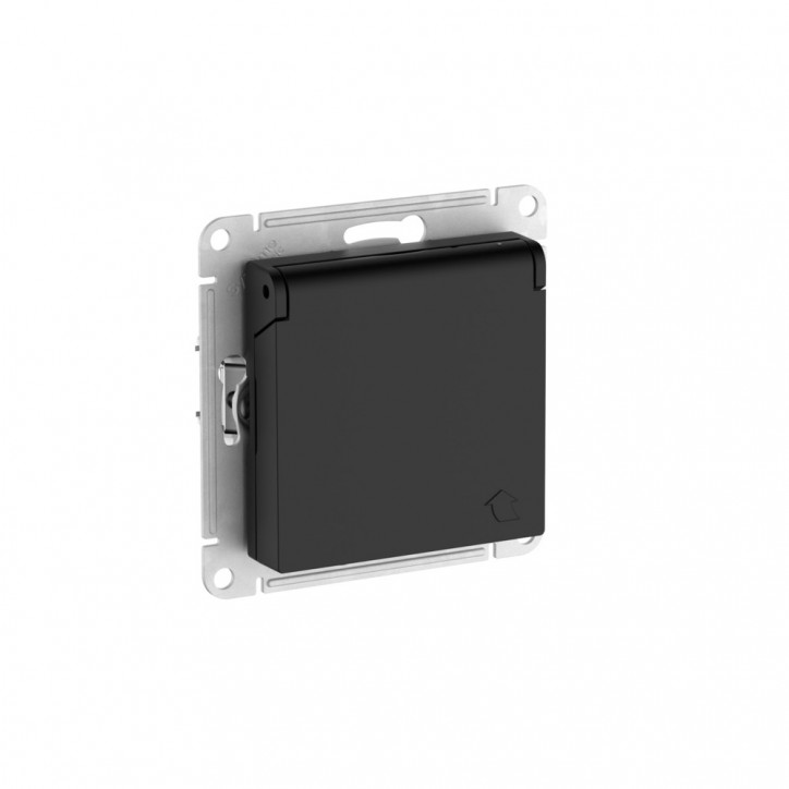 ATLASDESIGN РОЗЕТКА с заземл. со шторк. с крышкой, 16А, IP20,мех., быстрозажимные клеммы, КАРБОН ATLASDESIGN РОЗЕТКА с заземл. со шторк. с крышкой, 16А, IP20,мех., быстрозажимные клеммы, КАРБОН