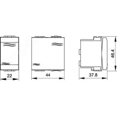 Выключатель одноклавишный, 2 модуля, белый
