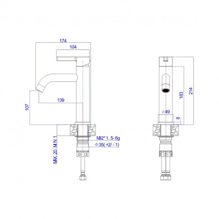 Смеситель для умывальника шаровый черный, нержавеющая сталь