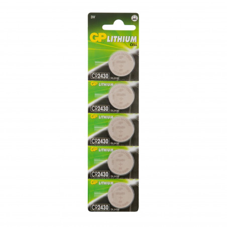 Батарейка дисковая литиевая GP Lithium CR2430 - 5 шт., каждая в своем отрывном блистере