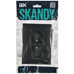 SKANDY Розетка 2-местная без заземления с защитными шторками 10А в сборе SK-R09G графит IEK