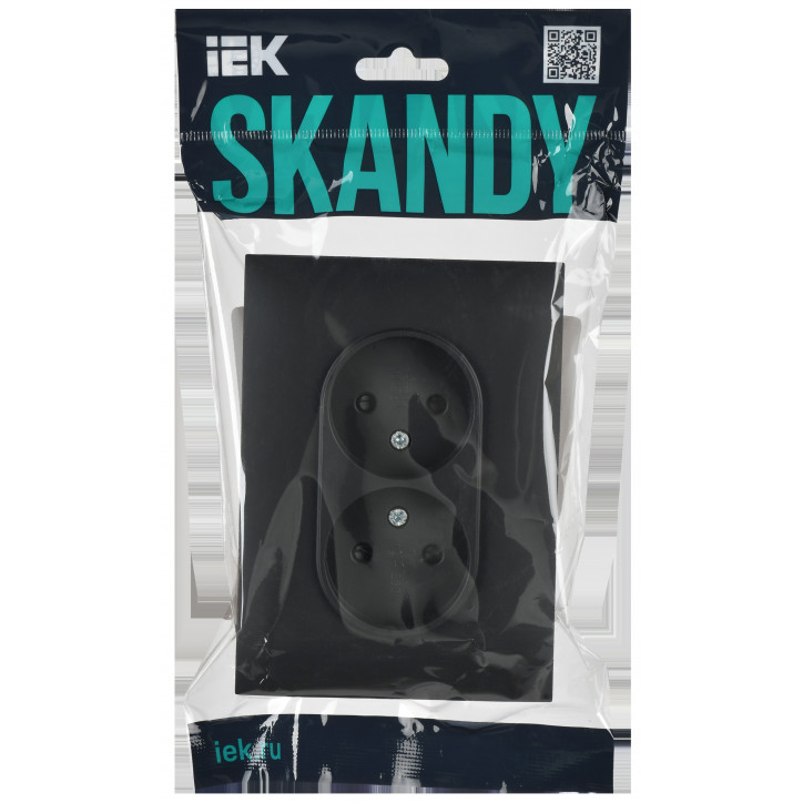 SKANDY Розетка 2-местная без заземления с защитными шторками 10А в сборе SK-R09G графит IEK