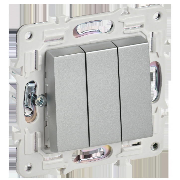 SKANDY Выключатель 3-клавишный 10А SK-V11S серебряный IEK