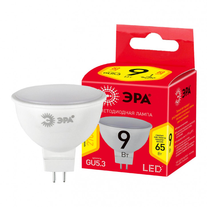 Лампочка светодиодная RED LINE LED MR16-9W-827-GU5.3 R 9 Вт софит теплый белый свет Лампочка светодиодная RED LINE LED MR16-9W-827-GU5.3 R 9 Вт софит теплый белый свет