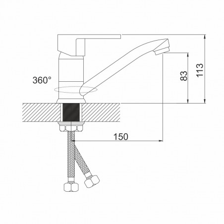 Смеситель для кухни шаровый с коротким изливом с гайкой