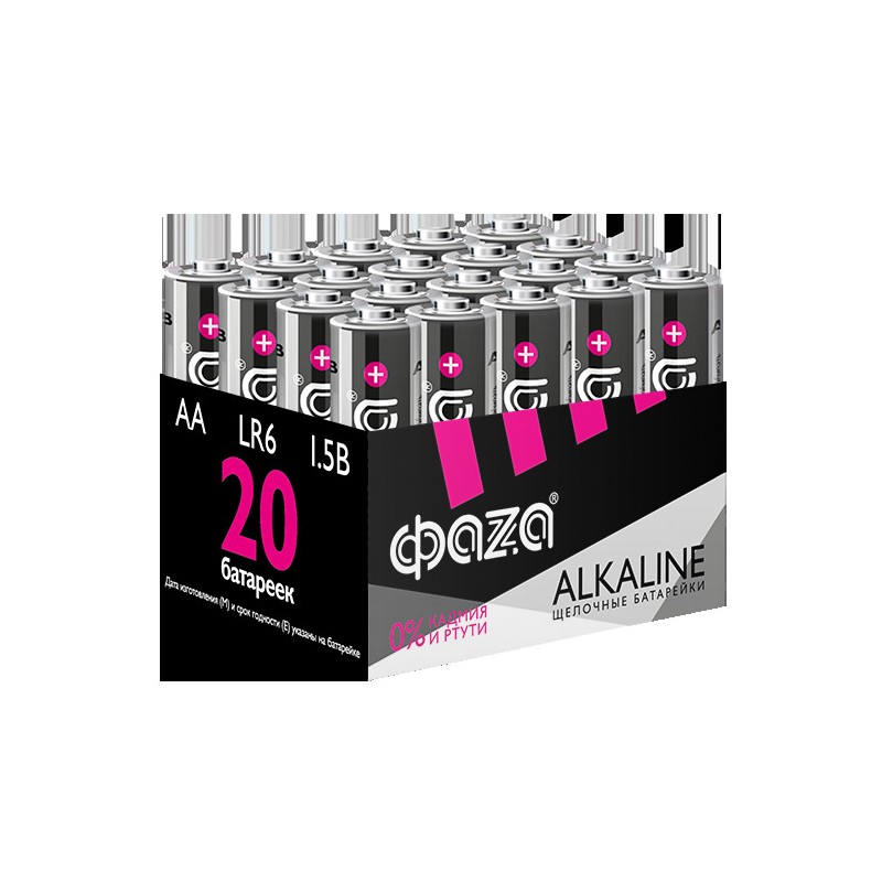 Элементы питания алкалиновые LR 6 (AA) ФАZА Alkaline (20 шт. в упаковке)