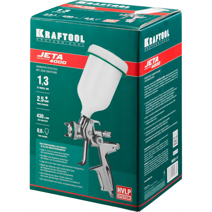 Краскопульт пневматический ''PRO'' Jeta 4000 HVLP c верхним бачком, 1.3мм Краскопульт пневматический ''PRO'' Jeta 4000 HVLP c верхним бачком, 1.3мм