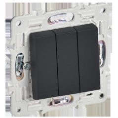 SKANDY Выключатель 3-клавишный 10А SK-V11G графит IEK