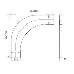 Крышка на угол CPO 90 горизонтальный 90° 150, в комплекте с крепежными элементами и соединительными пластинами, необходимыми для