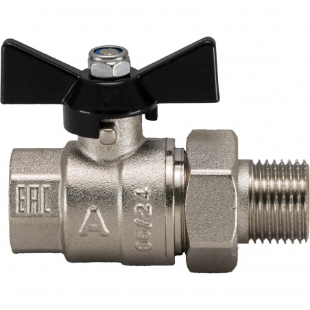 Кран шаровой полнопроходной с полусгоном 3/4' ВН/НР бабочка