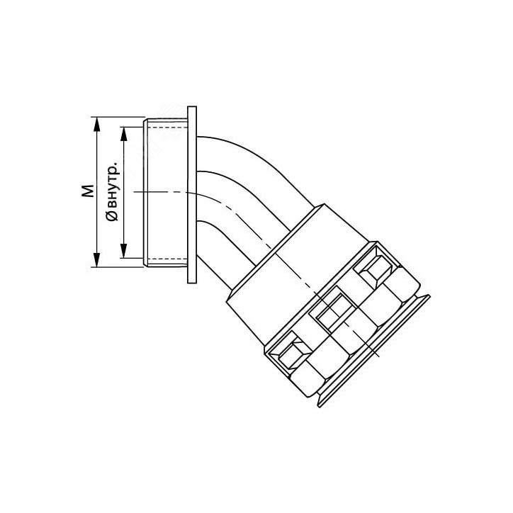 Монтажный комплект муфта 45 грд. труба-коробка DN 36 мм, М40х1,5, полиамид, цвет черный Монтажный комплект муфта 45 грд. труба-коробка DN 36 мм, М40х1,5, полиамид, цвет черный