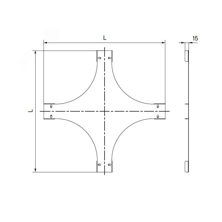Крышка на Х-образный ответвитель 600, 1,2 мм, цинк-ламель, в комплекте с крепежными элементами необходимыми для монтажа