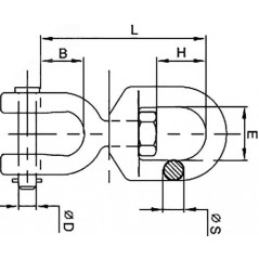 Вертлюг петля-вилка D8