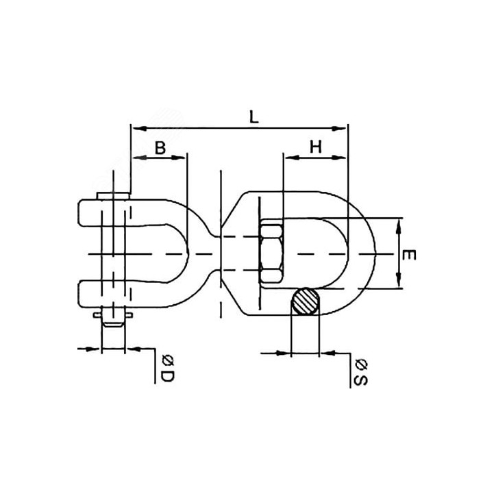 Вертлюг петля-вилка D8