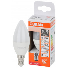 Лампа светодиодная LED Star Свеча 5Вт (замена 40Вт), 470Лм, 4000К, цоколь E14 OSRAM