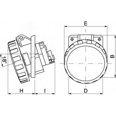 Розетка скрытой установки с наклоном IP67 63A 3P+E 400V